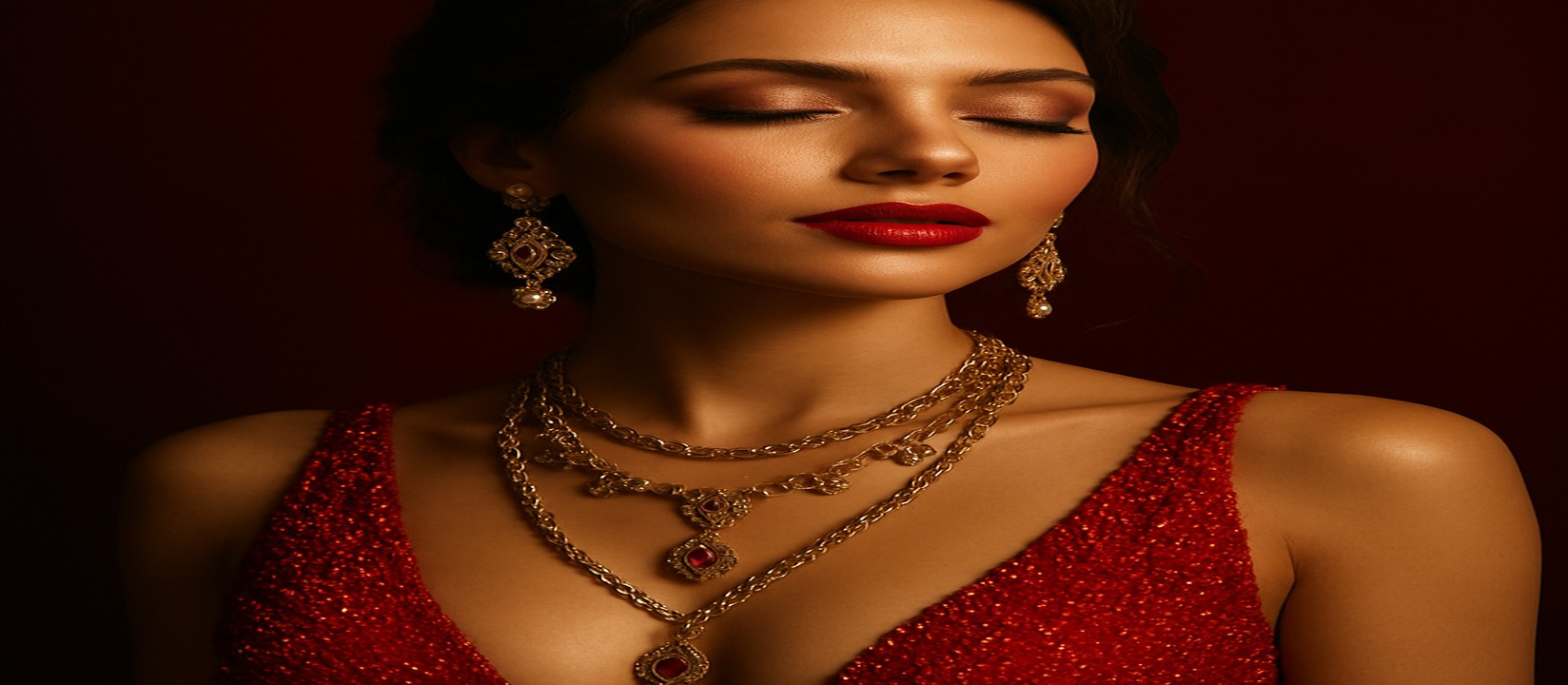 গেমিং প্ল্যাটফর্ম talabat–এর টেবিলে একটি সুন্দর লাল পোশাক পরিহিত নারী হোস্ট উপস্থিত